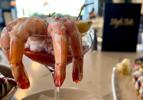 High Tide Shrimp Cocktail – Jumbo shrimp with house cocktail sauce and a lemon